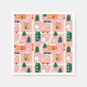 Serviette En Papier Carte des vacances de Noël Motif