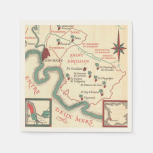 Serviette En Papier Carte des vins de St Emilion Bordeaux