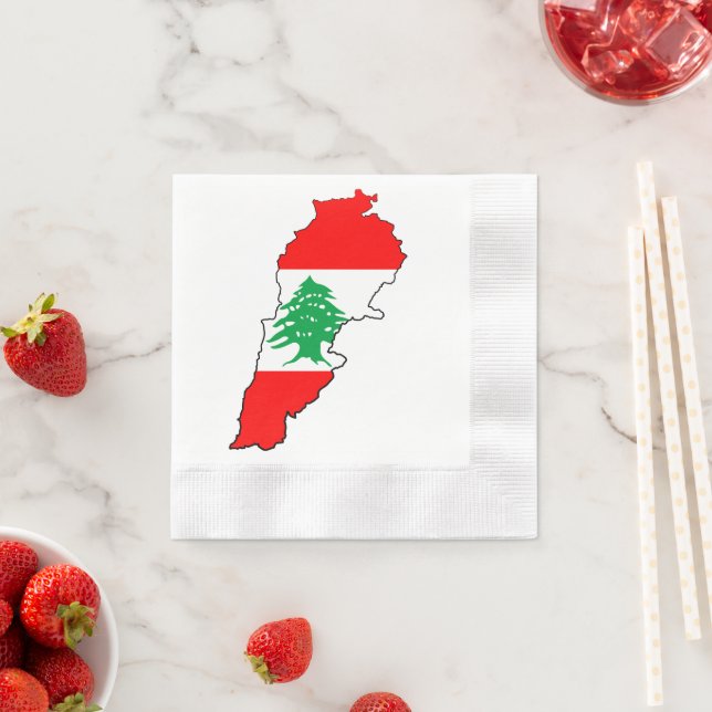 Serviette En Papier Carte du Liban avec drapeau (En situation)