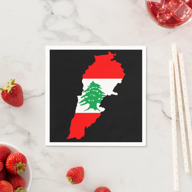 Serviette En Papier Carte du Liban avec drapeau (En situation)