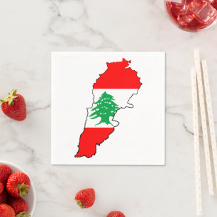 Serviette En Papier Carte du Liban avec drapeau