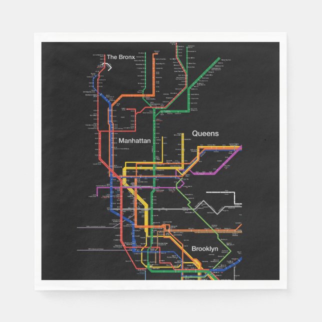 Serviette En Papier Carte du métro NY-City (Devant)