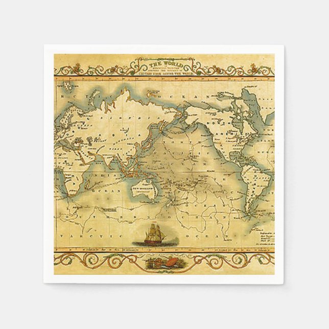 Serviette En Papier Carte du monde antique (Devant)