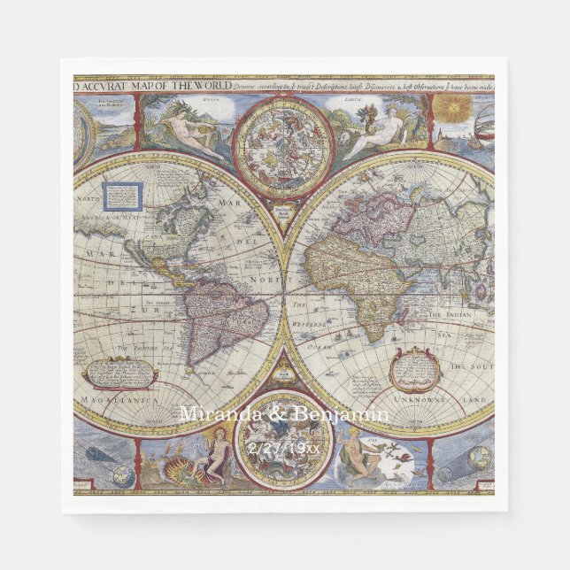 Serviette En Papier Carte du monde antique #3 (Devant)