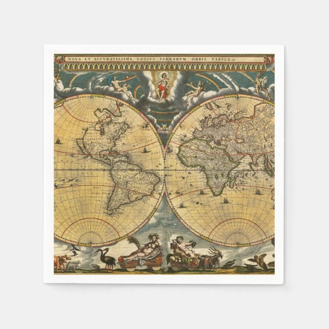 Serviette En Papier Carte du monde antique - Joan Blaeu - 1664 Party N (Devant)