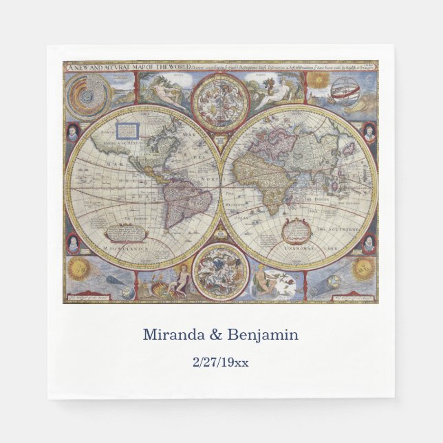 Serviette En Papier Carte du monde antique n°3 (Devant)