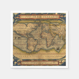 Serviette En Papier Carte du monde Antique Ortelius Europe Voyage