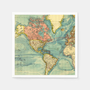 Serviette En Papier Carte du monde avec cartes géographiques américa