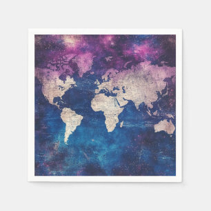 Serviette En Papier Carte du monde céleste vintage (4)