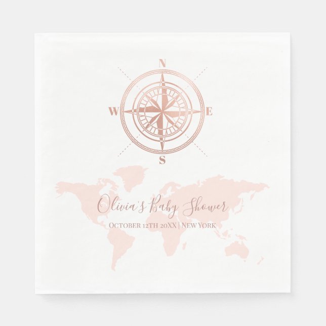 Serviette En Papier Carte du monde Neutre Voyage Baby shower d'aventur (Devant)