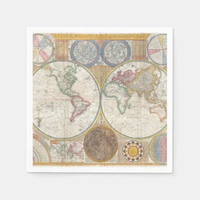 Serviette En Papier Carte du monde vintage (Devant)