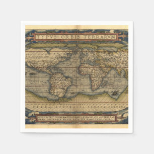 Serviette En Papier Carte du monde vintage Antique Atlas