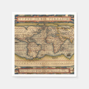 Serviette En Papier Carte du monde vintage par Abraham Ortelius 1564