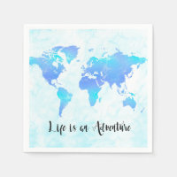 Carte du monde violette et bleue La vie est une fê