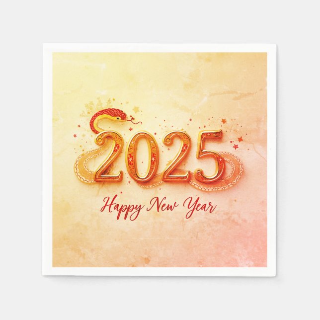 Serviette En Papier Carte du Nouvel An du serpent 2025 (Devant)