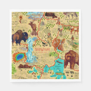 Serviette En Papier Carte du Parc National de Yellowstone