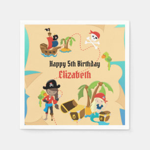 Serviette En Papier Carte du trésor mignonne fille pirate fête d'anniv