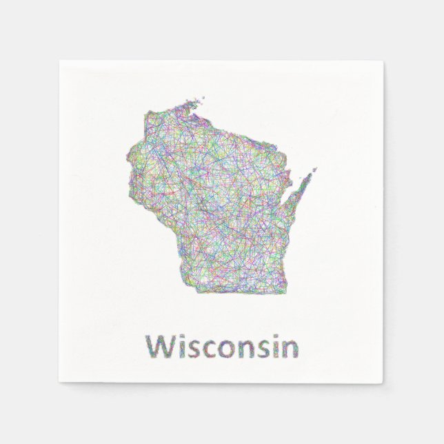Serviette En Papier Carte du Wisconsin (Devant)