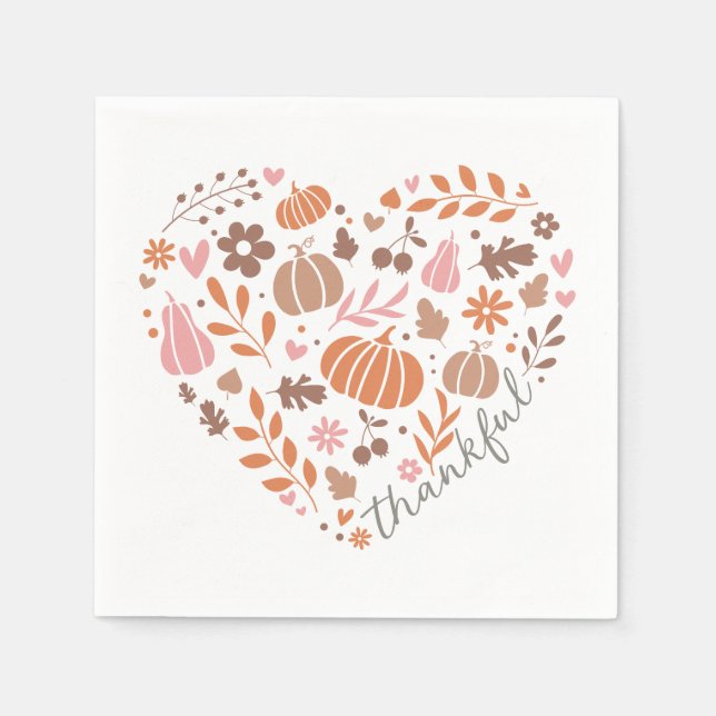 Serviette En Papier Carte graphique du coeur de l'automne saisonnier (Devant)