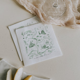 Serviette En Papier Carte illustrée esquissée de l'Italie Mariage