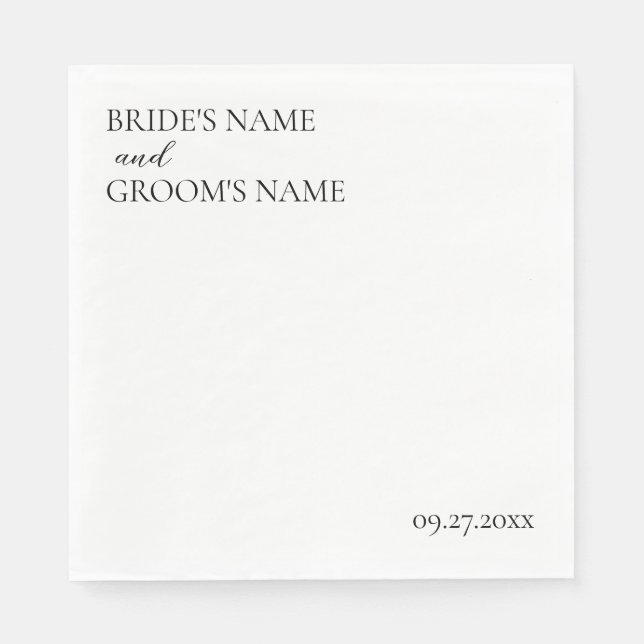Serviette En Papier Carte minimaliste moderne simple Mariage (Devant)