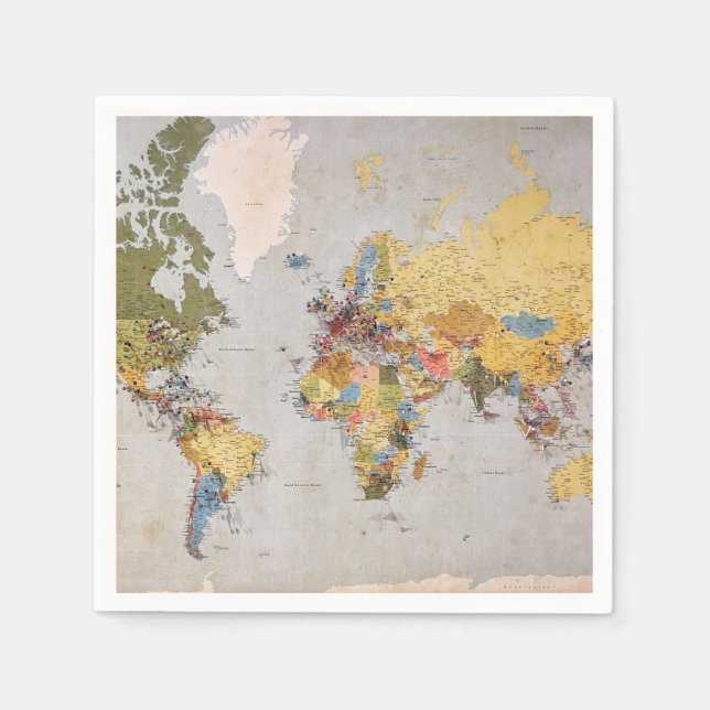 Serviette En Papier carte mondiale (Devant)