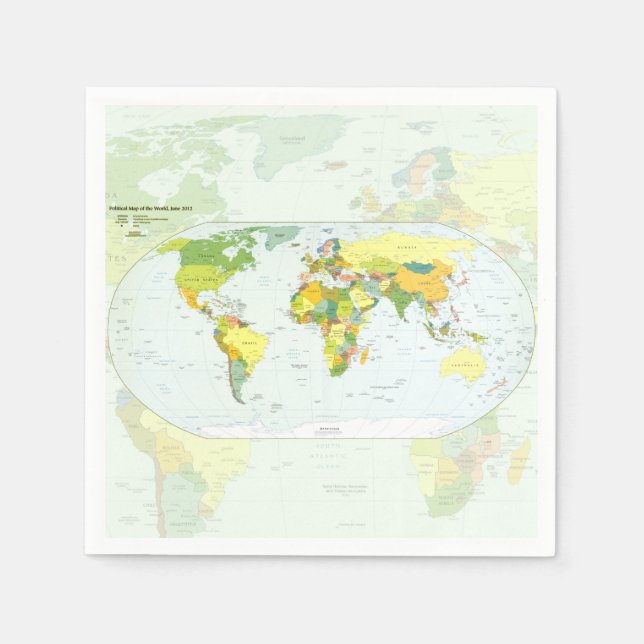 Serviette En Papier Carte mondiale Globe Pays Atlas (Devant)