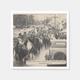 Serviette En Papier Carte postale Chincoteague Pony Vintage 1941