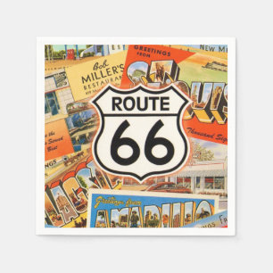 Serviette En Papier Carte postale colorée de la route 66