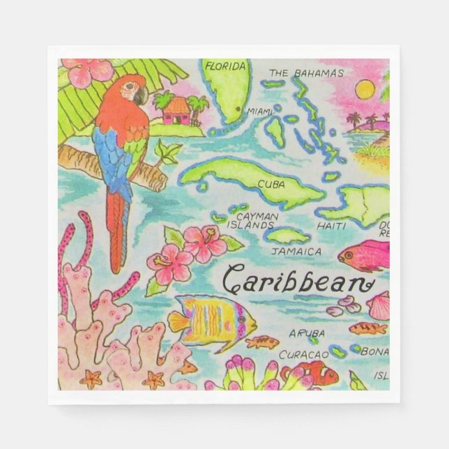 Serviette En Papier Carte postale de l'île des Caraïbes (Devant)