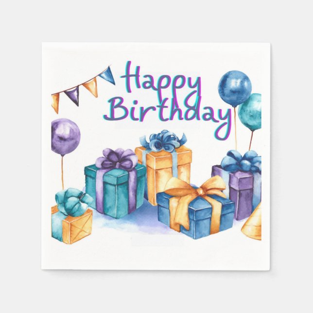 Serviette En Papier Carte postale Joyeuse Anniversaire (Devant)