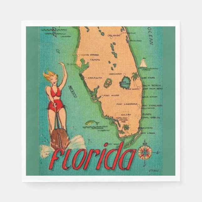 Serviette En Papier Carte postale rétro de Floride  (Devant)