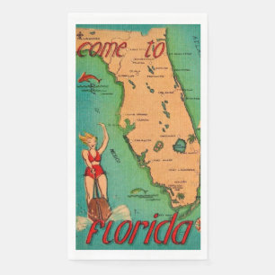 Serviette En Papier Carte postale rétro de serviettes invités Floride