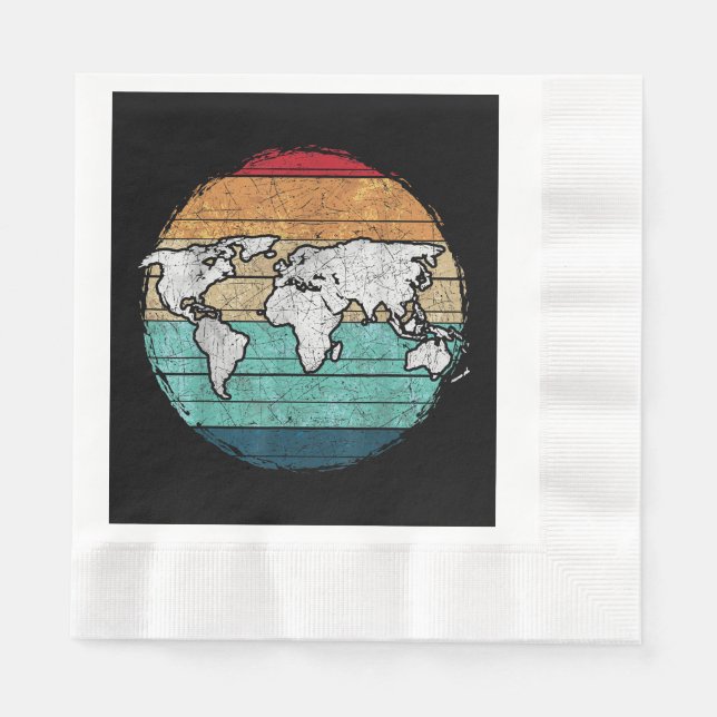 Serviette En Papier Carte Retro World (Devant)