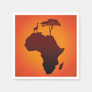 Serviette En Papier Carte Safari Africaine - Papier Napkin