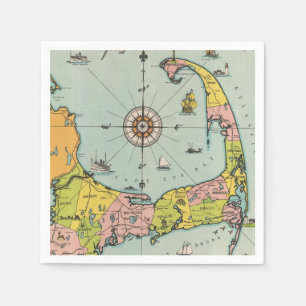 Serviette En Papier Carte vintage de Cape Cod