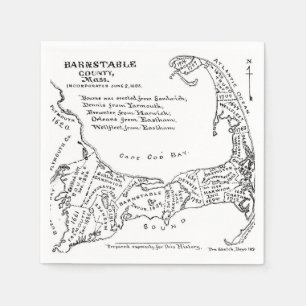 Serviette En Papier Carte vintage de Cape Cod (1890)