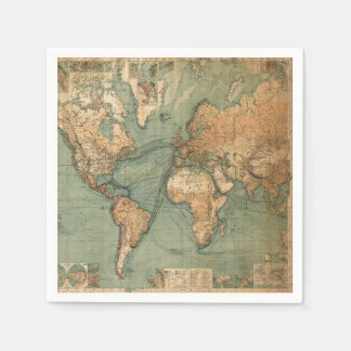 Serviette En Papier Carte vintage du monde antique