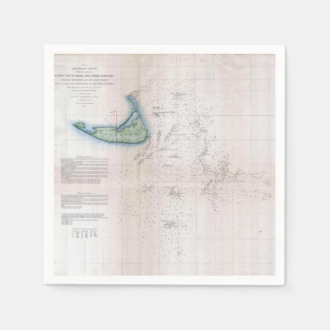 Serviette En Papier Carte vintage Massachusetts Nantucket (Devant)