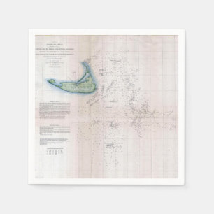 Serviette En Papier Carte Vintage Nantucket Massachusetts