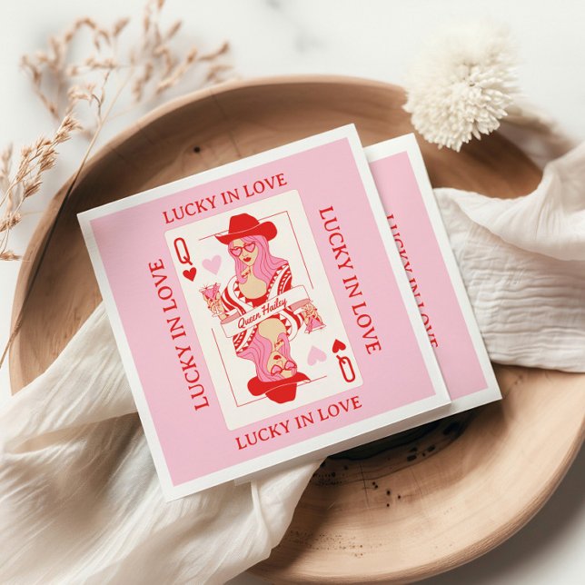 Serviette En Papier Cartes à jouer Reine de Cœur Enterrement de Vie de (queen of hearts napkins, vegas bachelorette party napkins, casino theme bridal napkins, poker night )