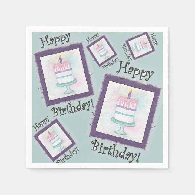 Serviette En Papier Cartes d'anniversaire du gâteau (Devant)