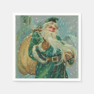Serviette En Papier Cartes de vœux de Noël-Retro Père Noël