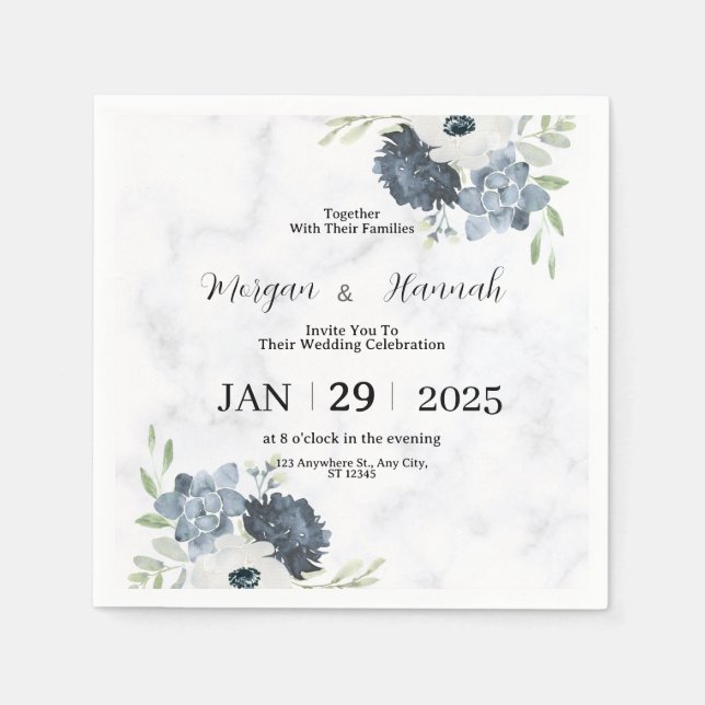 Serviette En Papier Cartes d'invitation de mariage modifiables (Devant)