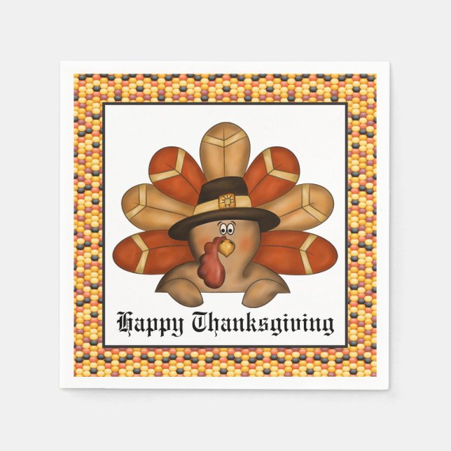 Serviette En Papier Cartes en papier Thanksgiving Holiday Turkey (Devant)