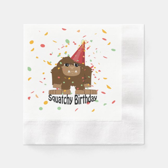 Serviette En Papier Cartoon Bigfoot de l'Anniversaire (Devant)