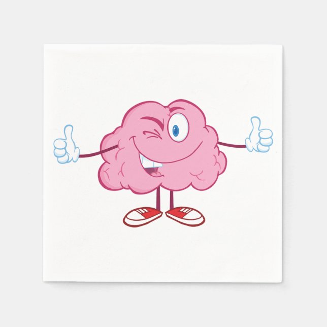 Serviette En Papier Cartoon brain Character Paper Napkins (Devant)