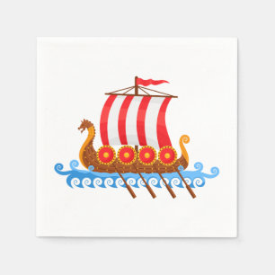 Serviette En Papier Cartoon Viking Ship