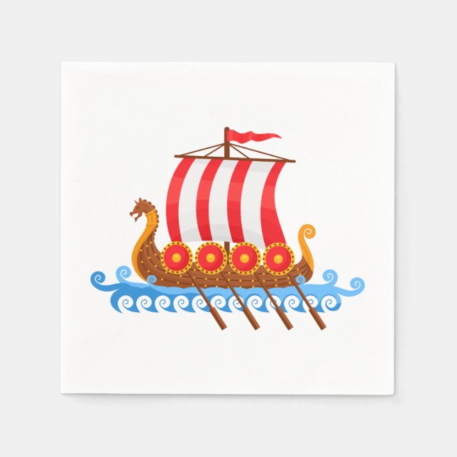 Serviette En Papier Cartoon Viking Ship (Devant)