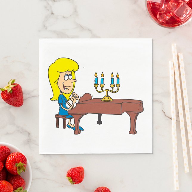 Serviette En Papier Cartoon Woman Playing Piano with Candelabra (Créateur téléchargé)